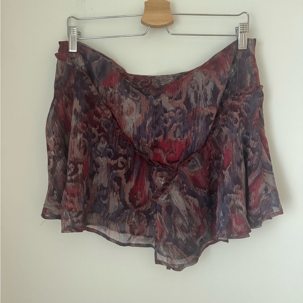 Zara Burgundy and Black Patterned Skirt